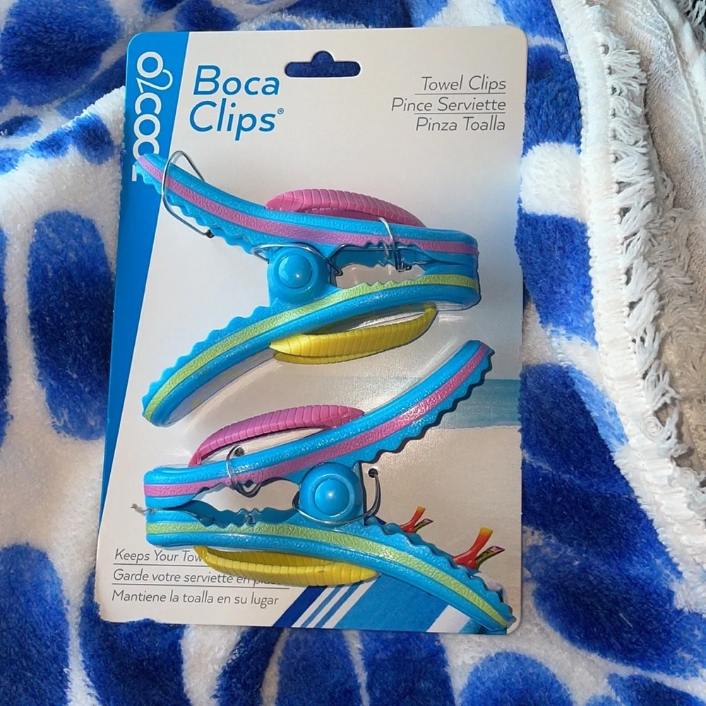 🏝️ Beach Enchante Home Indigo Quick Dry Beach Towel & Chair Towel Clips 🏝️